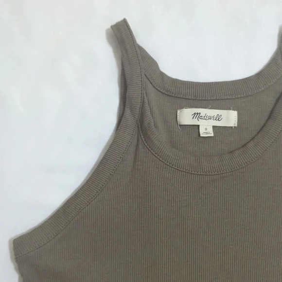 Madewell Brightside Cutaway Tank, Color Olive Size S - Picture 4 of 14